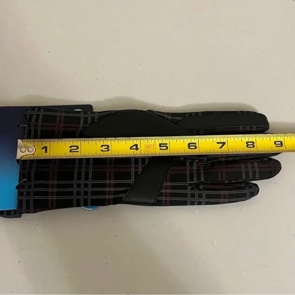Isotoner Small/Medium Plaid Lined Faux Leather Gloves - Picture 4 of 5